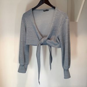 shein blue tie-up crop top | size small